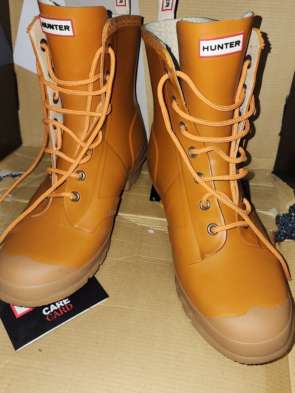 🦩Hunter Unisex Lace-Up Rain Boots in Whiskey Color 🦩